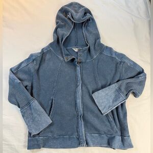 Hard Tail Blue Gray Waffle Knit Hooded Jacket Size XXL